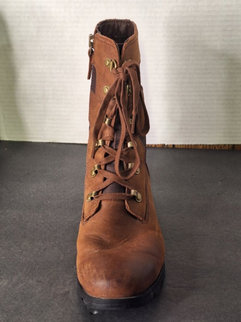 Sorel Women's Waterproof Brown Leather Combat Boots, Zipper & Lace, Size 9 US - Picture 6 of 16